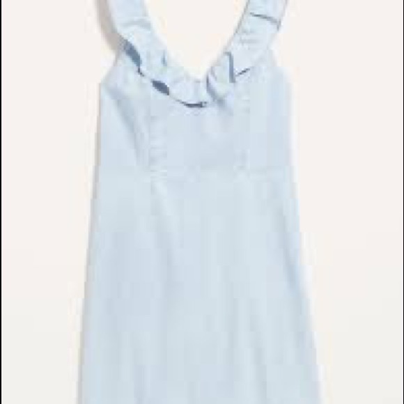 Chambray sleeveless ruffle fit and flare dress - Picture 6 of 7